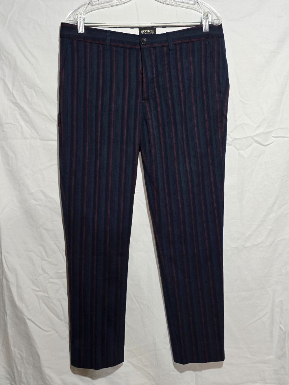 Scotch & Soda Men's Mott  Pant - Blue  Black Brick Striped - Sz 32/32*